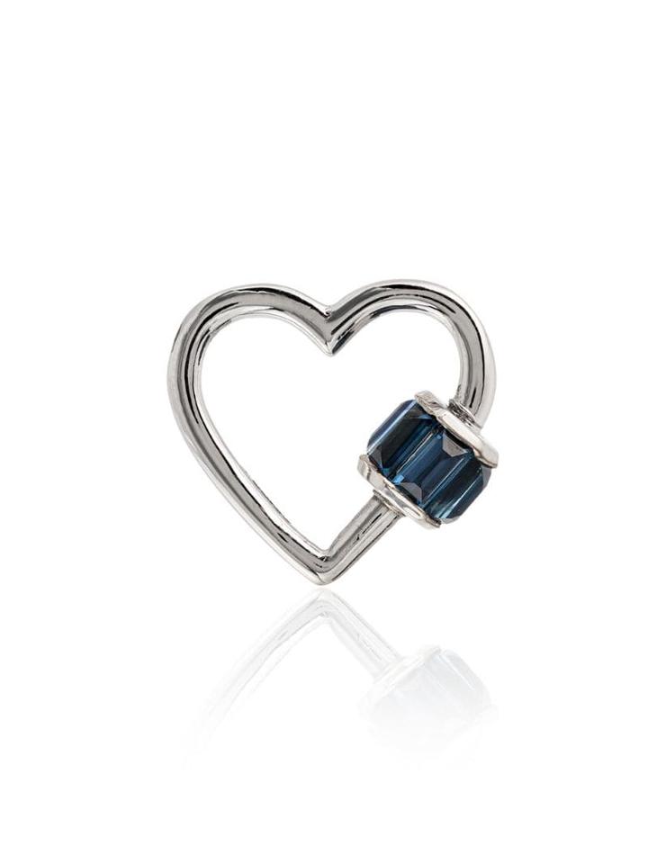Marla Aaron Sapphire And 14k White Gold Heart Lock Charm - Metallic