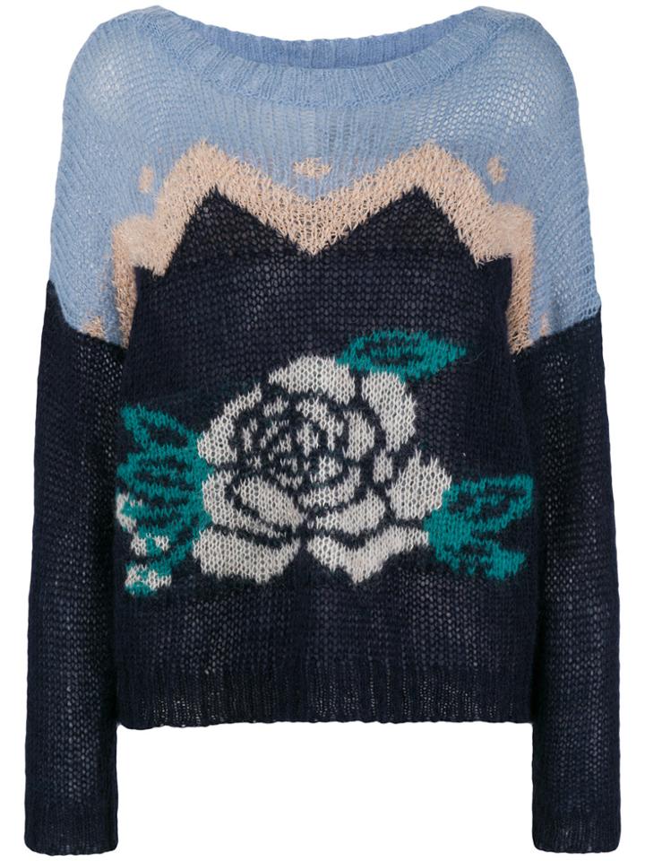 Twin-set Roses Intarsia Jumper - Blue