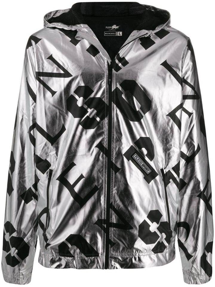 Plein Sport Metallic Logo Jacket - Silver
