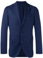 Lardini Fitted Blazer, Men's, Size: 54, Blue, Wool/polyester