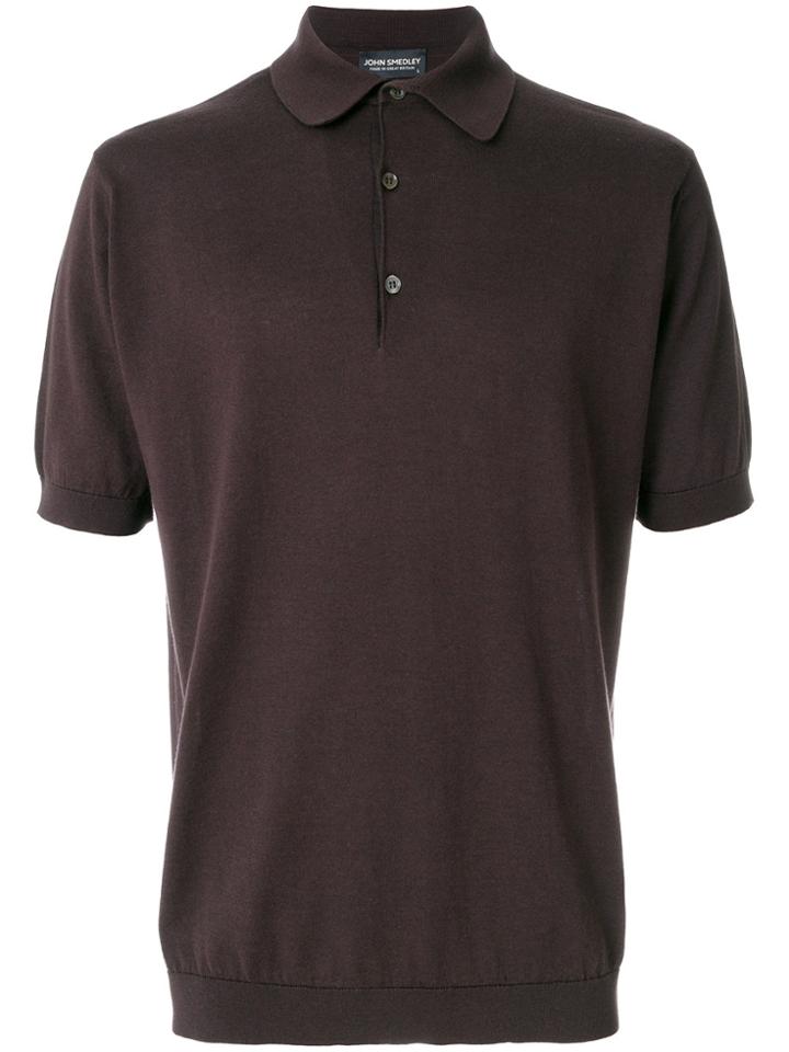 John Smedley Button-up Polo Shirt - Brown
