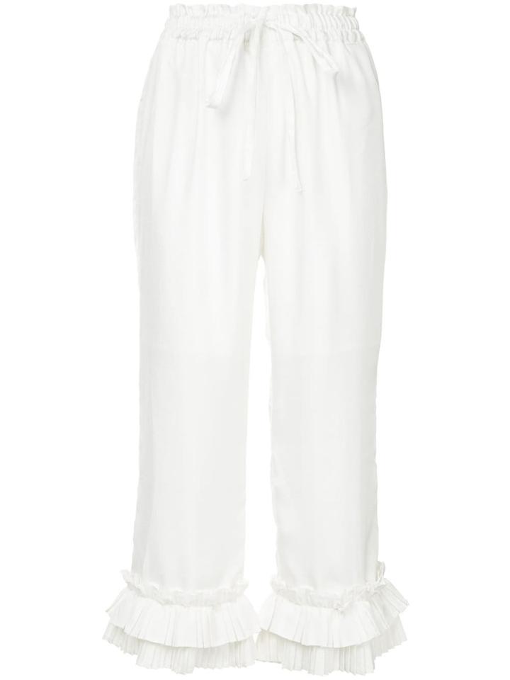 Clu Ruffle Cropped Trousers - White