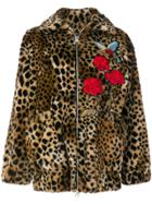 Ainea Leopard Print Embroidered Jacket - Brown