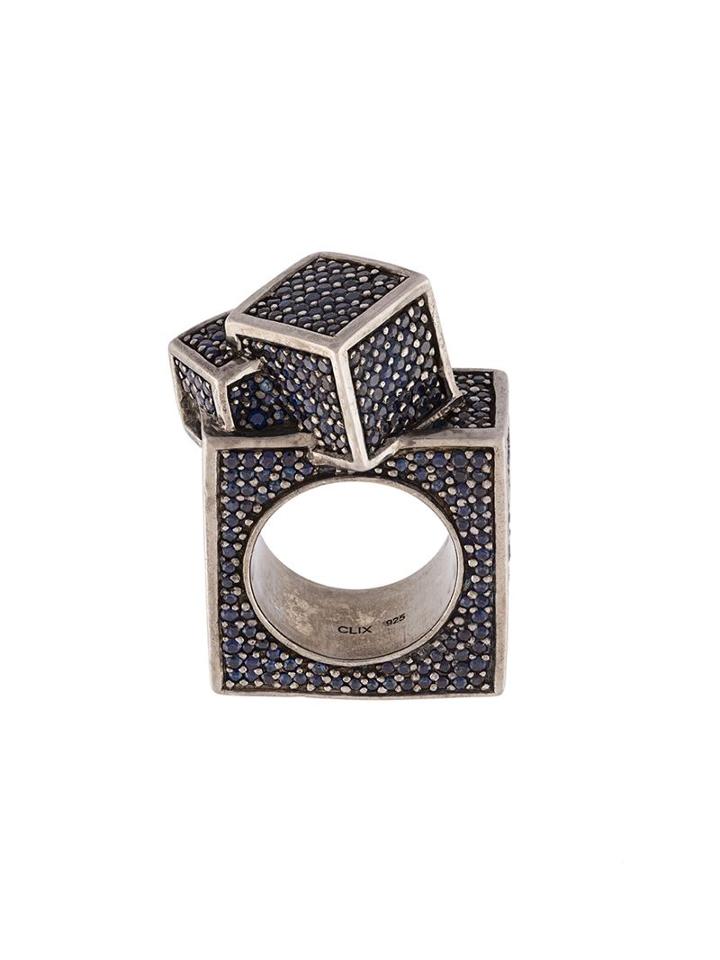 John Brevard 'fractality' Square Sapphire Cubes Ring, Women's, Size: 7, Metallic