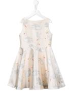 Charabia Swan Print Dress, Girl's, Size: 6 Yrs, White