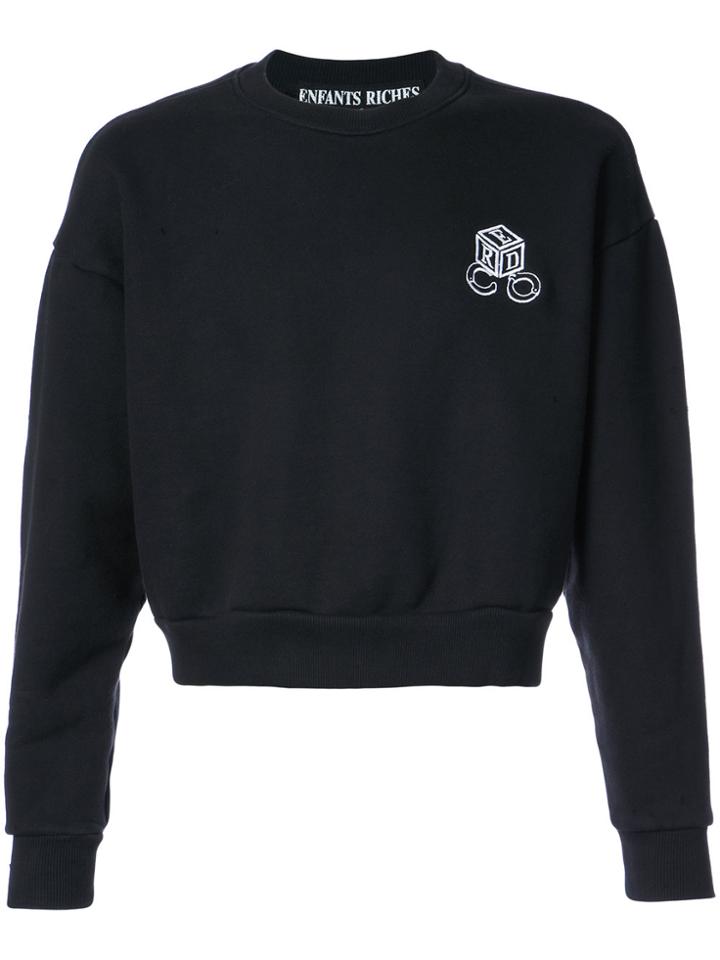 Enfants Riches Déprimés Round Neck Cropped Sweatshirt - Black