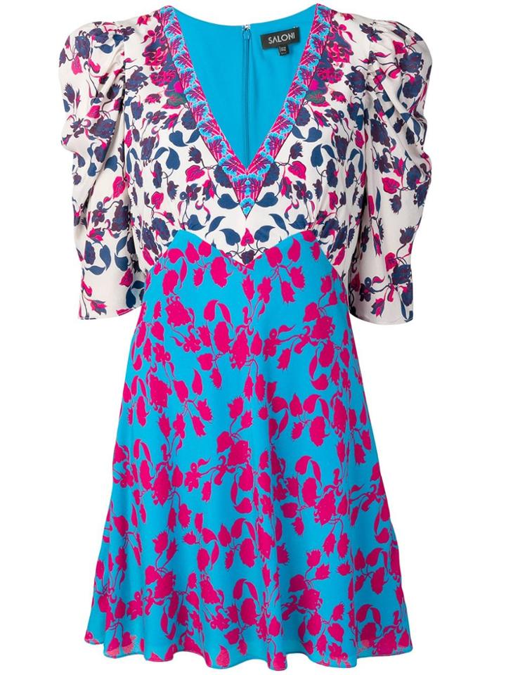 Saloni Floral Print Mini Dress - Blue