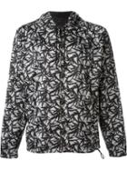 Marc Jacobs Leaf Print Hooded Wind Breaker, Men's, Size: 50, Black, Polyester/polyamide