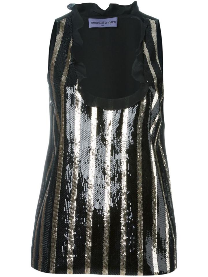 Emanuel Ungaro Sequin Ruffle Edge Blouse