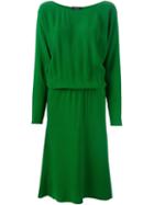 Lanvin Boat Neck Crepe Dress, Women's, Size: 40, Green, Spandex/elastane/viscose