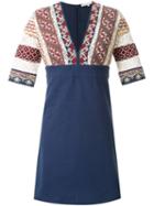 Vanessa Bruno Embroidered V-neck Dress, Women's, Size: 36, Blue, Cotton