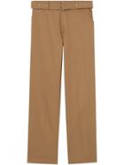 Burberry D-ring Detail Belted Cotton Trousers - Neutrals