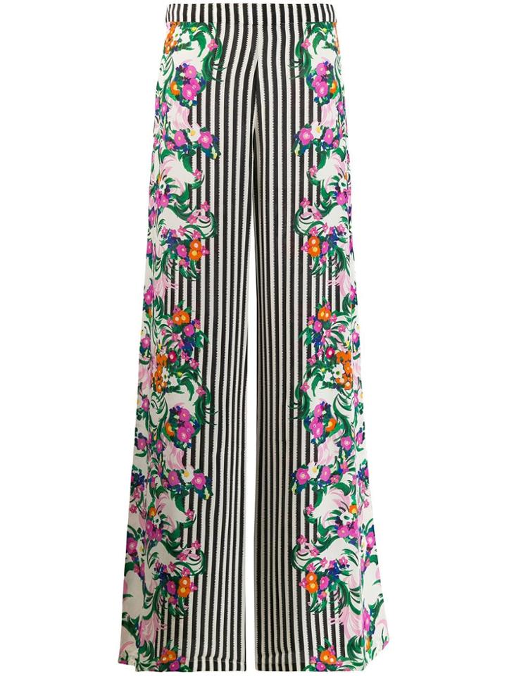 Saloni Mixed Print Wide-leg Trousers - White