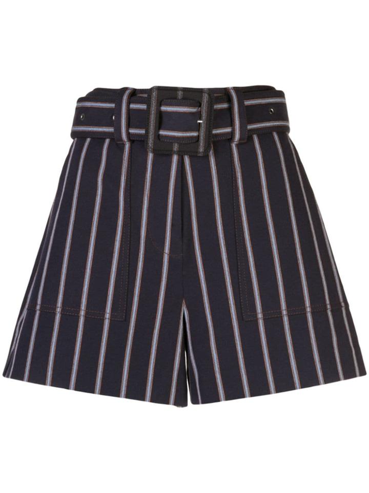 Derek Lam 10 Crosby Belted Pencil Striped Utility Short - Blue