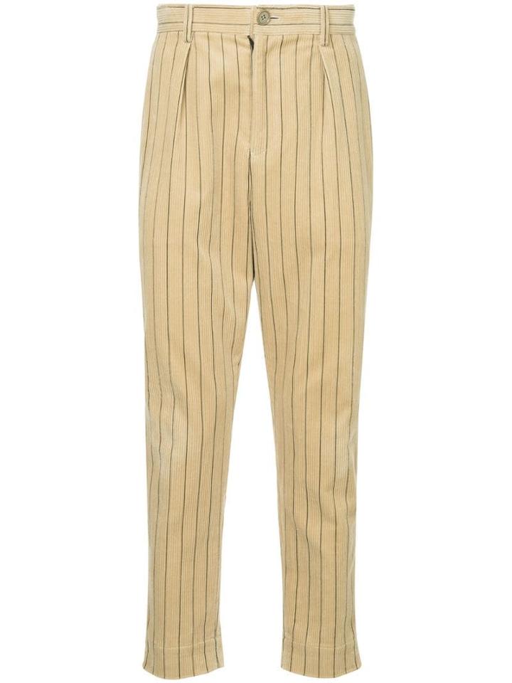 Yoshiokubo Corduroy Striped Trousers - Neutrals