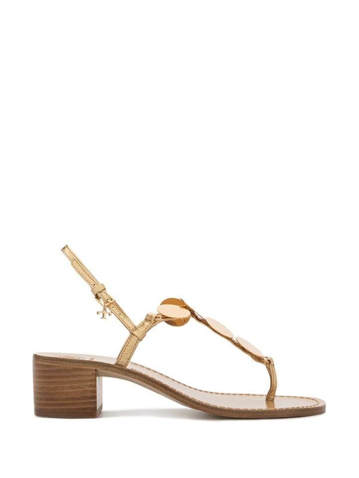 Tory Burch Block Heel Sandals - Gold