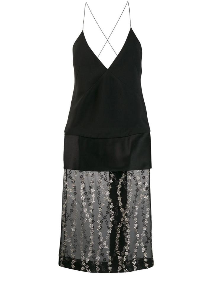 Haider Ackermann Sheer Panel Plunge Dress - Black