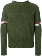 Thom Browne Rwb Intarsia Armband Tweed Pullover - Green
