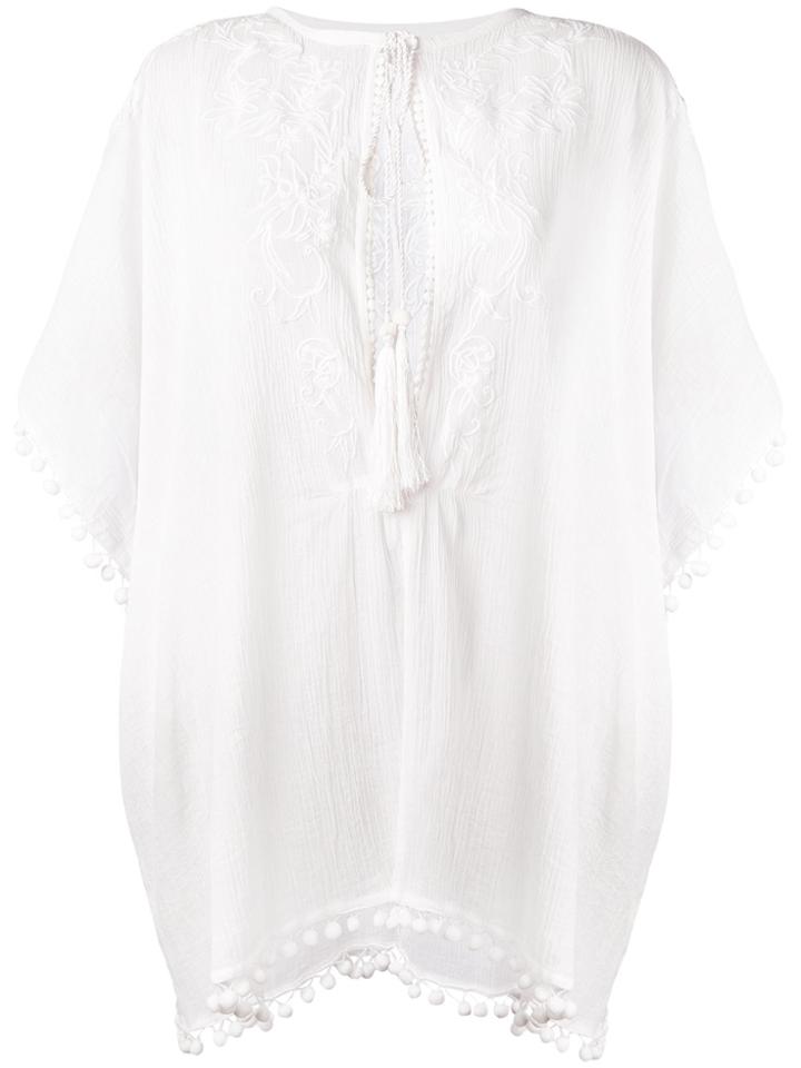 Fleur Of England Pompom Beach Kaftan - White