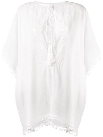 Fleur Of England Pompom Beach Kaftan - White