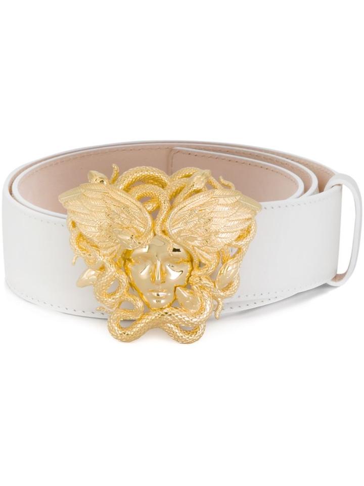 Versace Medusa Head Belt, Men's, Size: 95, White, Leather/metal