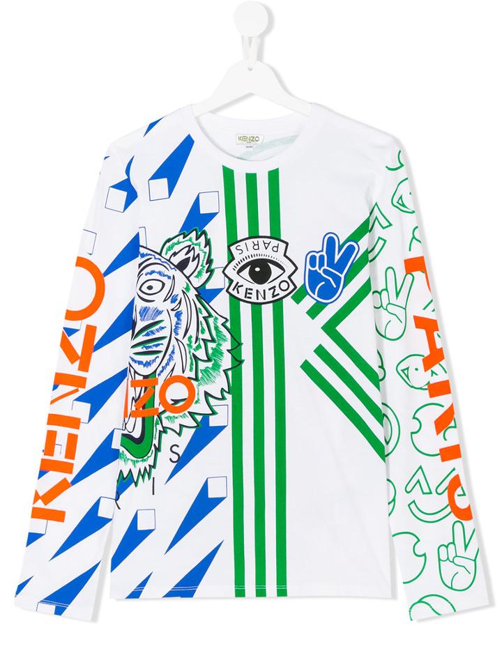 Kenzo Kids - Tiger Graphic Print Top - Kids - Cotton - 14 Yrs, White
