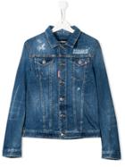 Dsquared2 Kids Teen Distressed Denim Shirt Jacket - Blue