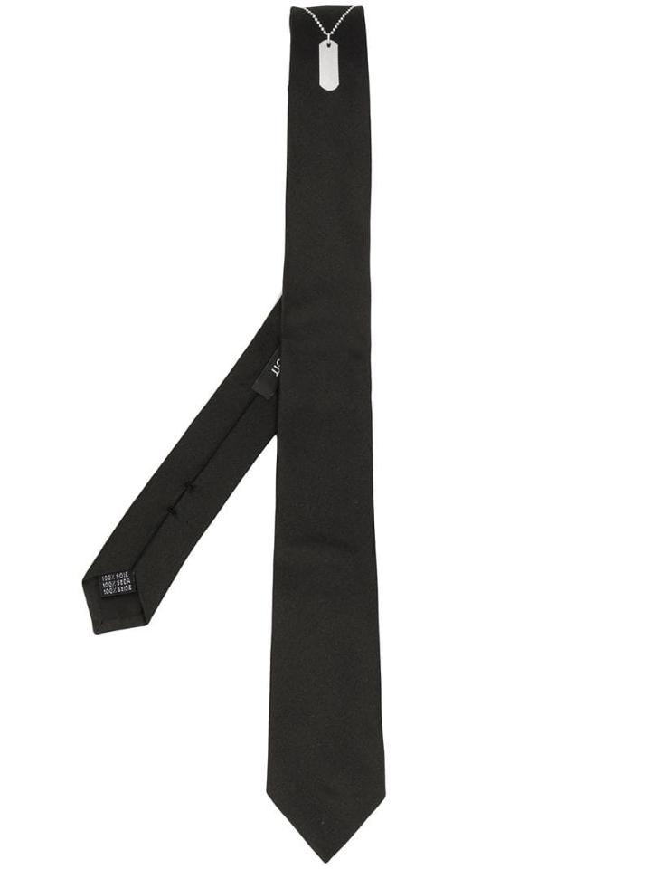 Neil Barrett Metallic Plaque Tie - Black