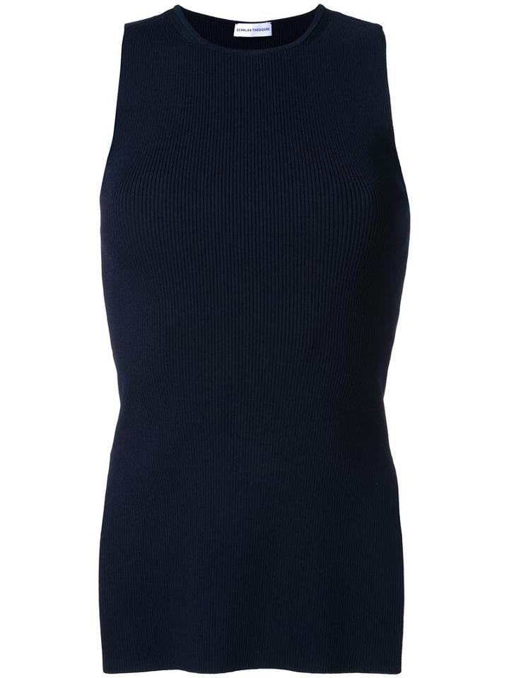 Scanlan Theodore Crepe Rib Tank Top, Women's, Size: Medium, Blue, Viscose
