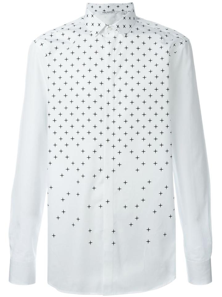 Neil Barrett Cross Print Shirt, Men's, Size: 40, White, Cotton