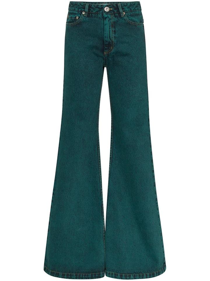 Matthew Adams Dolan Faded-effect Flared Jeans - Green