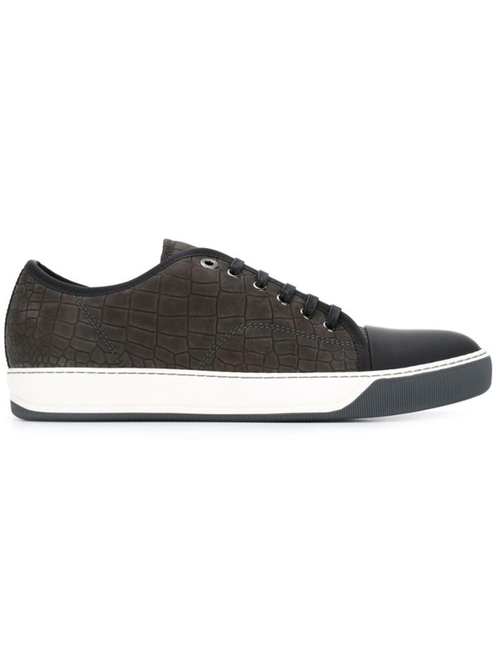 Lanvin Textured Capped Toe Sneakers - Grey