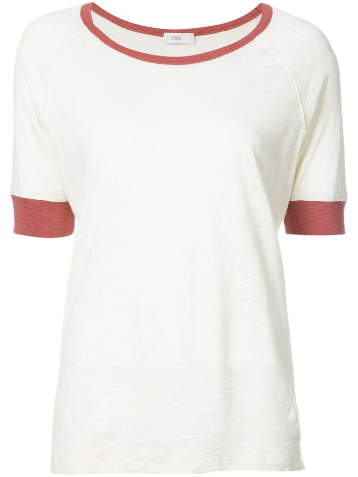 Closed - Contrasting Detail T-shirt - Women - Cotton/linen/flax - Xs, White, Cotton/linen/flax