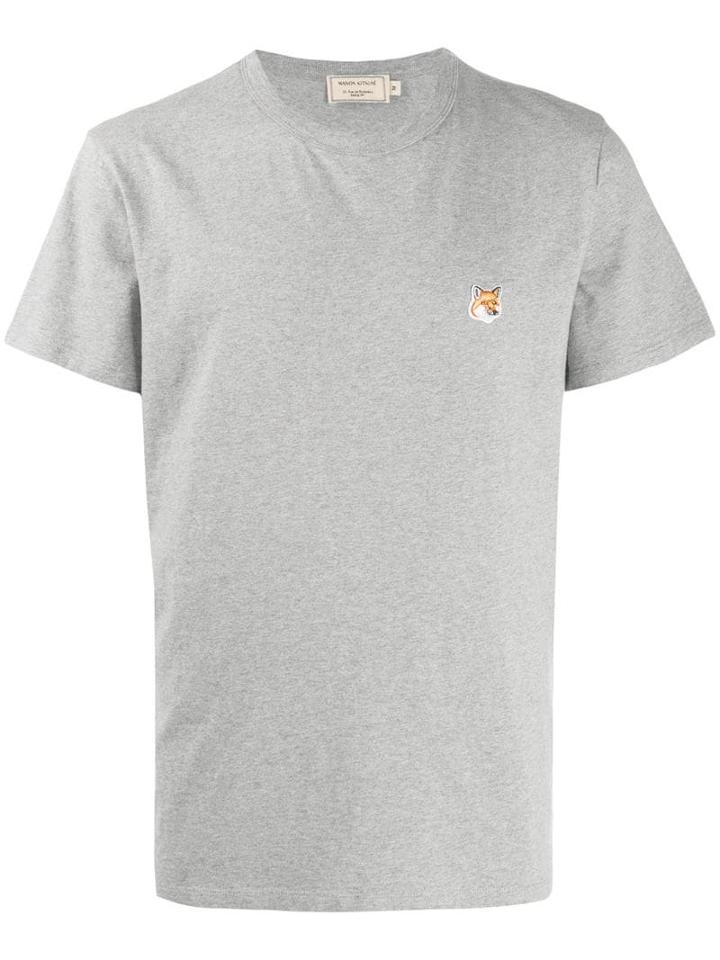 Maison Kitsuné Fox Logo Embroidered T-shirt - Grey