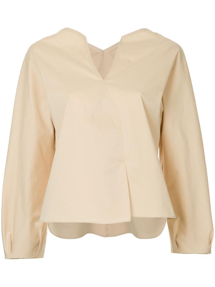 Des Prés Draped V-neck Blouse - Nude & Neutrals