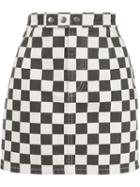 Saint Laurent Checkerboard Mini Skirt - Black
