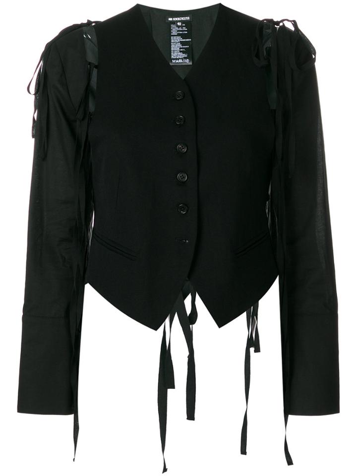 Ann Demeulemeester Strap Detail Cropped Jacket - Black