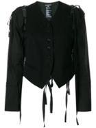 Ann Demeulemeester Strap Detail Cropped Jacket - Black