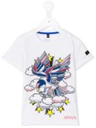 Armani Junior Bird Print T-shirt, Boy's, Size: 7 Yrs, White