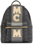Mcm Small Stark Backpack With Studded Logo - Black