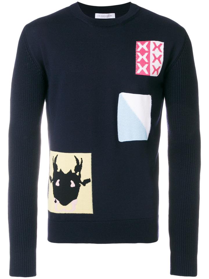 Jw Anderson Patch Knit Sweater - Blue