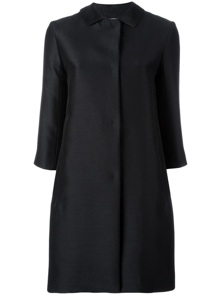 's Max Mara Three-quarter Sleeve Coat, Women's, Size: 40, Black, Silk/virgin Wool/polyester