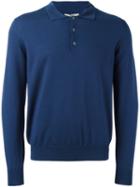 Canali Longsleeved Polo Shirt, Men's, Size: 50, Blue, Wool