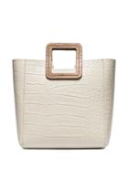 Staud Cream Shirley Croc Print Leather Tote Bag - Neutrals