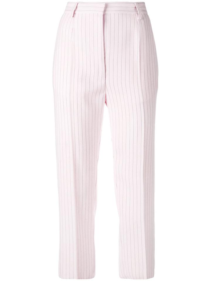 Mm6 Maison Margiela - Striped Tailored Pants - Women - Polyester/viscose - 40, Pink/purple, Polyester/viscose