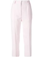 Mm6 Maison Margiela - Striped Tailored Pants - Women - Polyester/viscose - 40, Pink/purple, Polyester/viscose