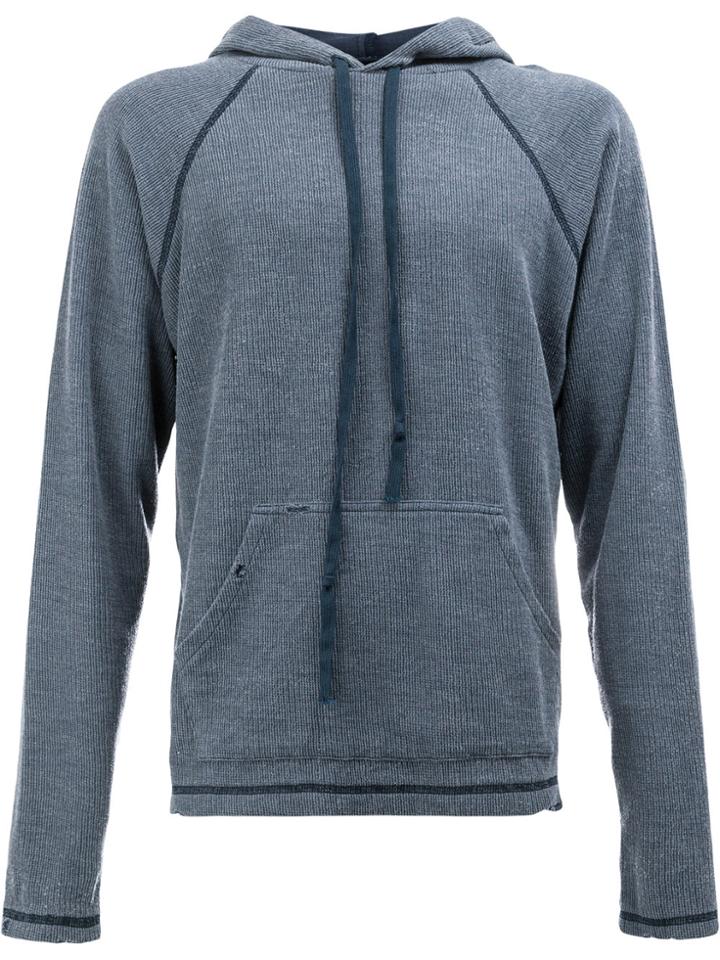 Greg Lauren Classic Drawstring Hoodie - Blue