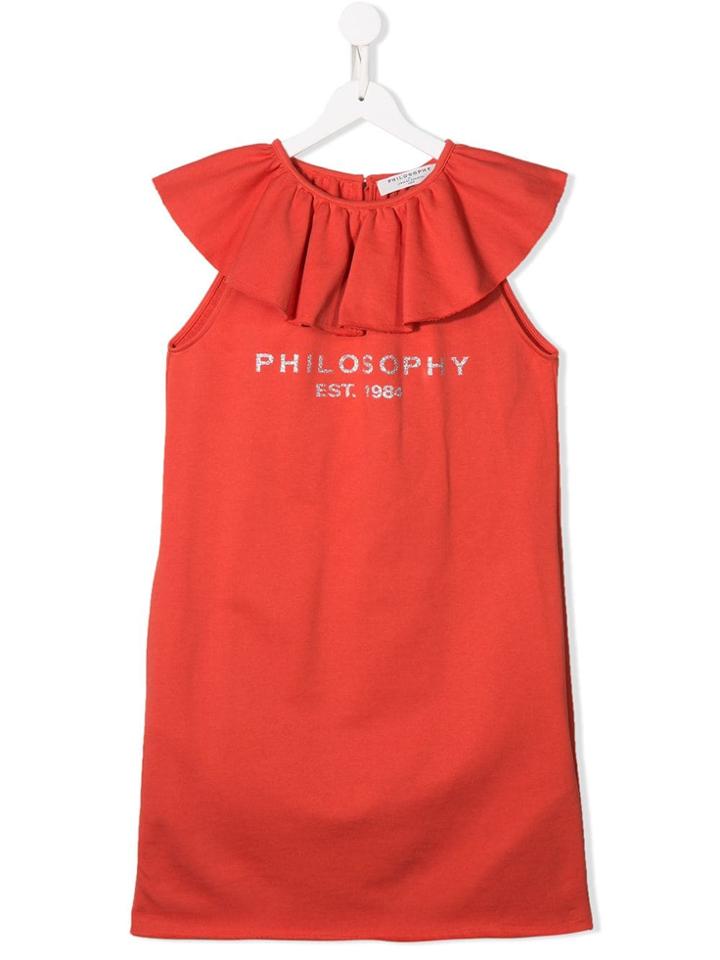 Philosophy Di Lorenzo Serafini Kids Ruffle-trimmed Dress - Orange