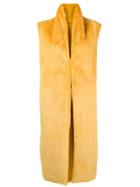 Liska Sleeveless Fur Coat - Yellow & Orange