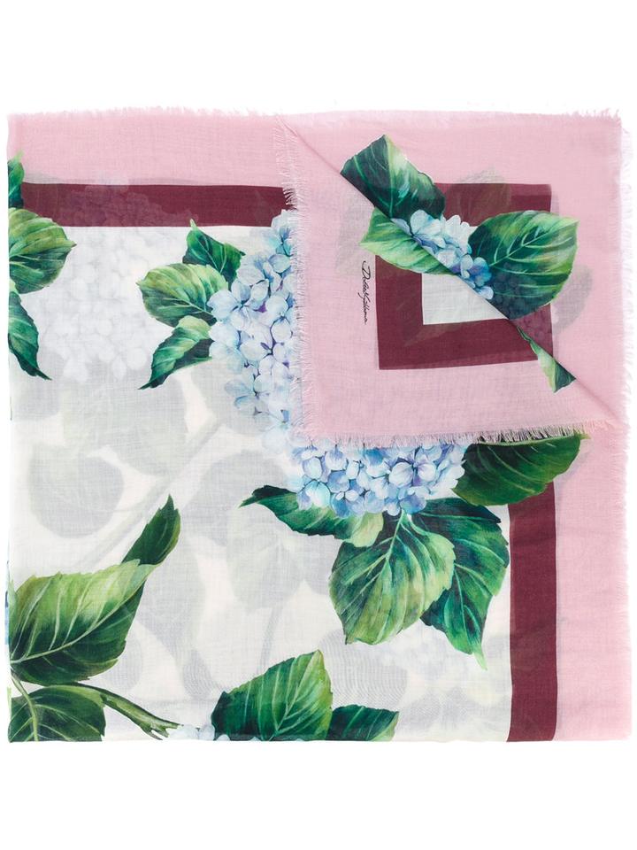 Hydrangea Print Scarf - Women - Silk/cashmere - One Size, Nude/neutrals, Silk/cashmere, Dolce & Gabbana